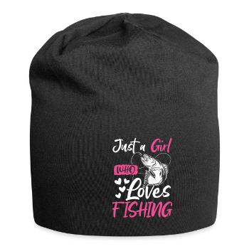 A Girl Who Loves Fishing - Jersey-Beanie - Schwarz - Vorne