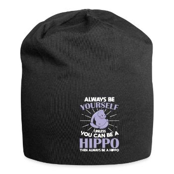 Funny Be A Hippopotamus - Jersey-Beanie - Schwarz - Vorne