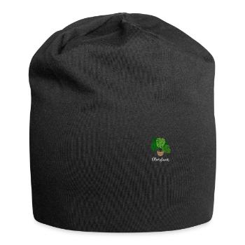 Monstera Flora Houseplant Gardener - Jersey Beanie - black - Front