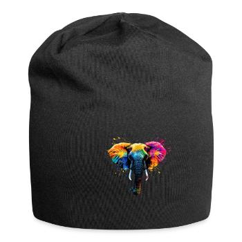 Colorful Artistic Elephant Big Five Wild Animals - Jersey Beanie - black - Front