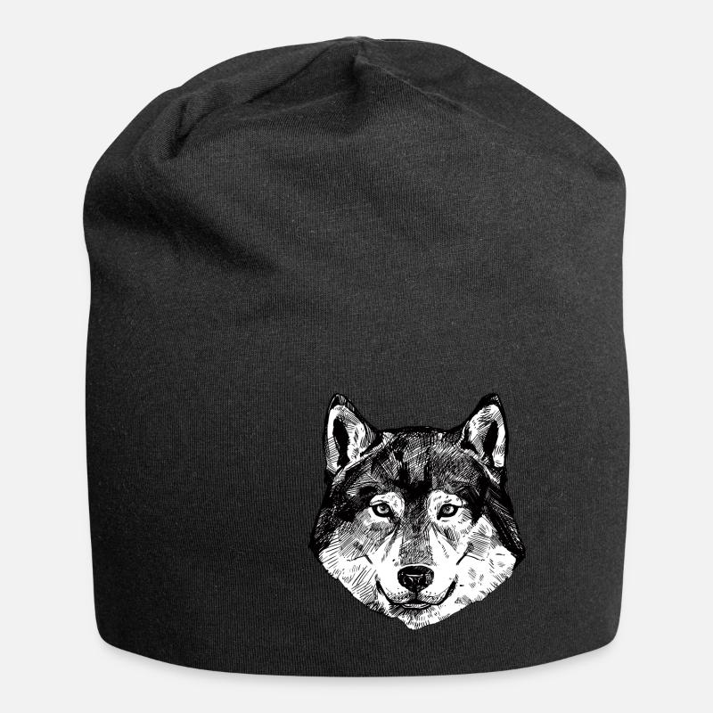 loup - Bonnet en jersey - noir