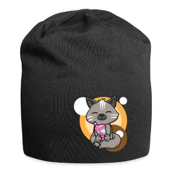 Thé au chat et aux bulles - Bonnet en jersey - noir - Devant