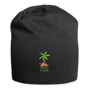 reif für die insel,urlaub,ferien,palme,insel - Jersey-Beanie - Schwarz - Vorne
