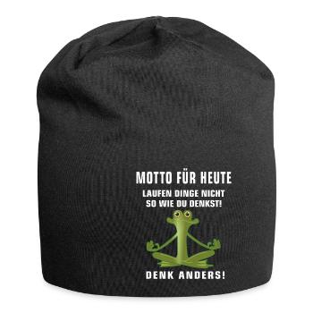 Motto Frosch Meditation Denken Gedanken Positiv - Jersey-Beanie - Schwarz - Vorne