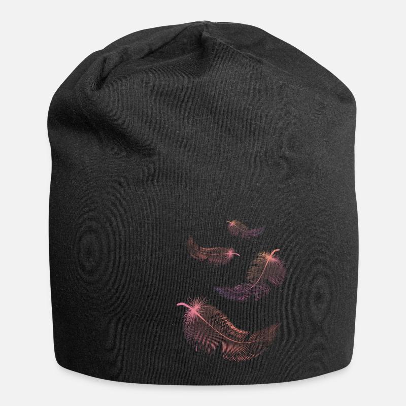 Plumes de couleurs rose et lilas - Bonnet en jersey - noir