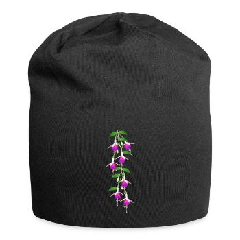 Fuchsia, Blüten - Jersey-Beanie - Schwarz - Vorne