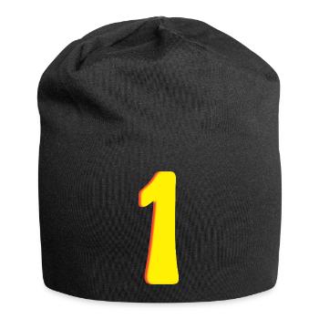 Nummer Eins Gelb - One - Einser - Jersey-Beanie - Schwarz - Vorne