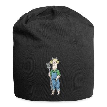 Lama Landwirt Mistgabel Bauernhof - Jersey-Beanie - Schwarz - Vorne