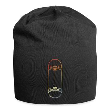 Skateboard Strichzeichnung - Jersey-Beanie - Schwarz - Vorne