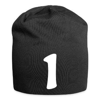 Eins: Minimalistische Ziffer 1 | Erster - Jersey-Beanie - Schwarz - Vorne