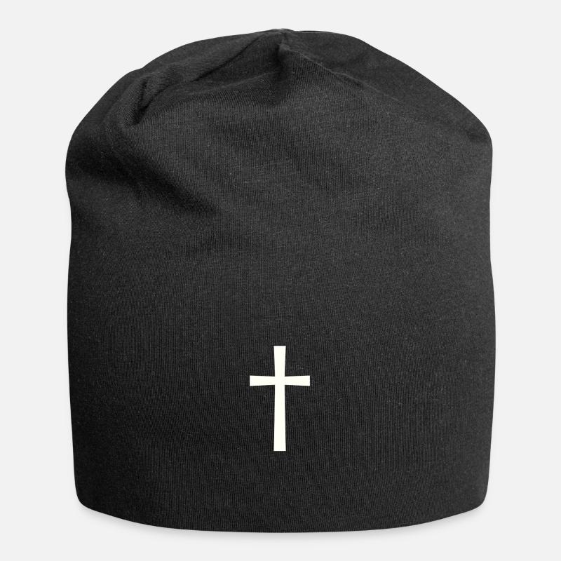 Kreuz - Jersey-Beanie - Schwarz