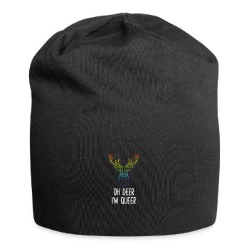 DEER Queer Hart Funny LGBTQ Gay Gift - Jersey Beanie - black - Front