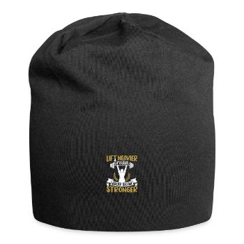 Lift heavier train harder become stronger - Jersey-Beanie - Schwarz - Vorne