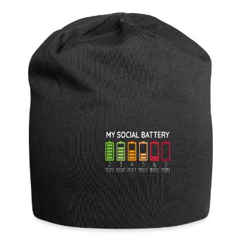 Funny Sarcasm My Social Battery - Jersey-Beanie - Schwarz - Vorne