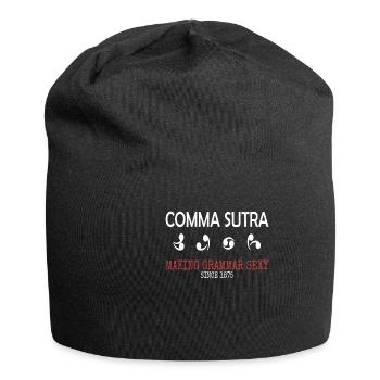 Funny Pun Comma Sutra - Jersey Beanie - black - Front