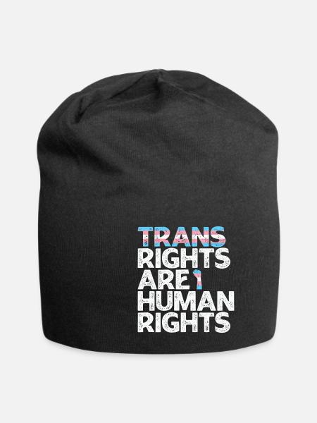 LBGT Flag Gay Pride Trans rights are human rights - Jersey Beanie - black