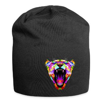 Tiger Predator Big Cat Polygon Colorful Gift - Jersey Beanie - black - Front