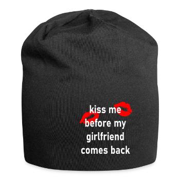 kiss me before my girlfriend comes back - Jersey-Beanie - Schwarz - Vorne