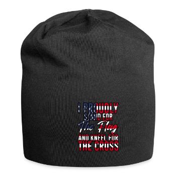 Je me tiens fièrement debout pour le drapeau Agenouillez-vous pour la croix 3 - Bonnet en jersey - noir - Devant