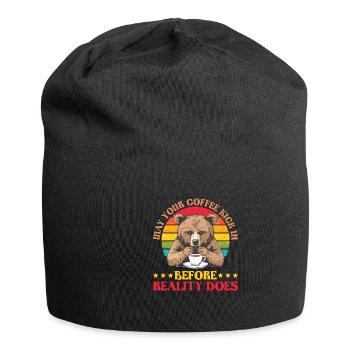 May Your Coffee Kick In Before Reality Does 72 - Jersey Beanie - black - Front
