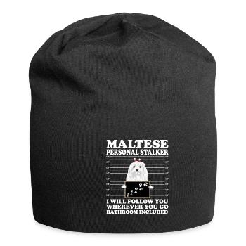 Maletese Maltese Dog Dog Motif - Jersey Beanie - black - Front