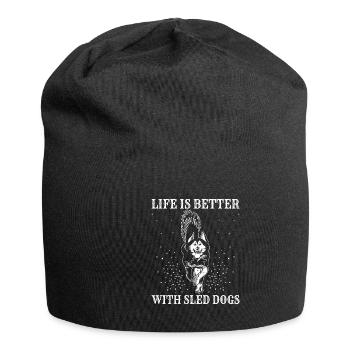 Alaska Mushing Dog Mushers Huskies - Jersey Beanie - black - Front