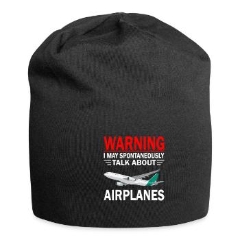 Warnung Ich Kann Spontan Über Flugzeuge Pilot - Jersey-Beanie - Schwarz - Vorne