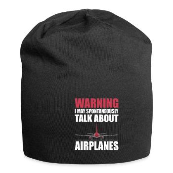 Warnung Ich Kann Spontan Über Flugzeuge Pilot - Jersey-Beanie - Schwarz - Vorne