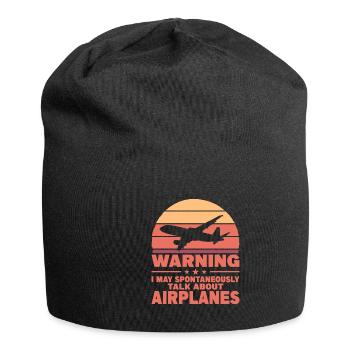 Warnung Ich Kann Spontan Über Flugzeuge Pilot - Jersey-Beanie - Schwarz - Vorne