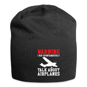 Warnung Ich Kann Spontan Über Flugzeuge Pilot - Jersey-Beanie - Schwarz - Vorne