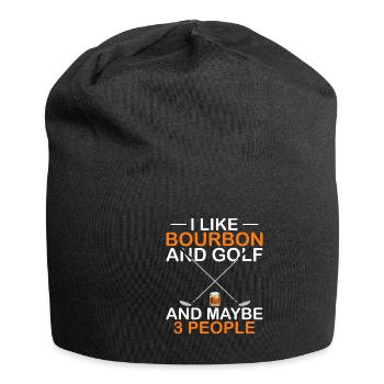 J’aime le bourbon et le golf et peut-être 3 personnes - Bonnet en jersey - noir - Devant