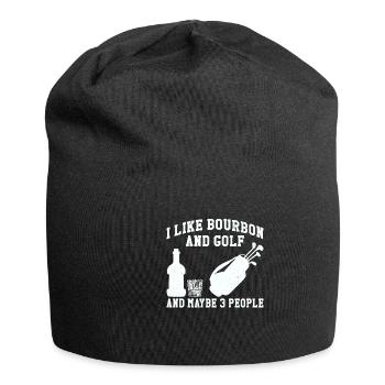 J’aime le bourbon et le golf et peut-être 3 personnes - Bonnet en jersey - noir - Devant