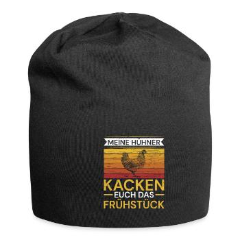 Ich liebe Hühner die Kacken Frühstück Hühner - Jersey-Beanie - Schwarz - Vorne