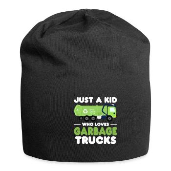 Garbage truck Just a boy who loves garbage trucks - Jersey Beanie - black - Front