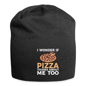 Whether pizza also thinks of me Pizza food lovers - Jersey Beanie - black - Front