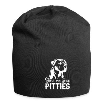 Pitbull Bulldog Terrier Chien Chien Chien Amoureux - Bonnet en jersey - noir - Devant