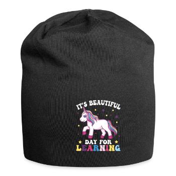 Schöner Tag, Um Einhornlehrer -Schüler Zu Lernen - Jersey-Beanie - Schwarz - Vorne