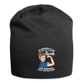 Ils chuchotèrent qu’ils ne voulaient pas parler aux femmes de la tempête. - Bonnet en jersey - noir - Devant