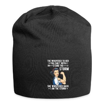 Ils chuchotèrent qu’ils ne voulaient pas parler aux femmes de la tempête. - Bonnet en jersey - noir - Devant
