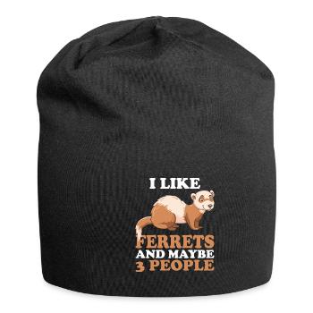 Ferret I like ferrets - Jersey Beanie - black - Front