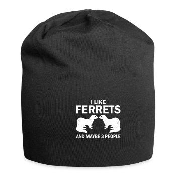 Ferret I like ferrets - Jersey Beanie - black - Front