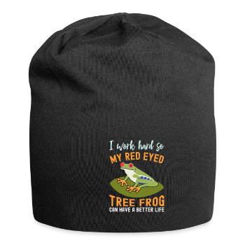Red-eyed tree frog, rainforest amphibian - Jersey Beanie - black - Front