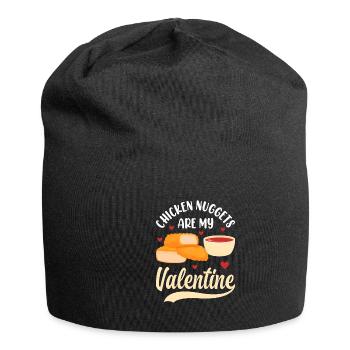 Chicken Nuggets Are My Valentine Retro Stripes - Jersey Beanie - black - Front
