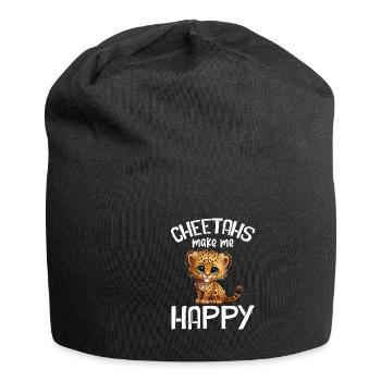 Leopard Portrait Tier - Jersey-Beanie - Schwarz - Vorne