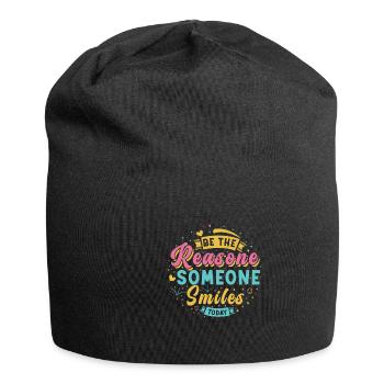 Why someone smiles inspiringly today - Jersey Beanie - black - Front