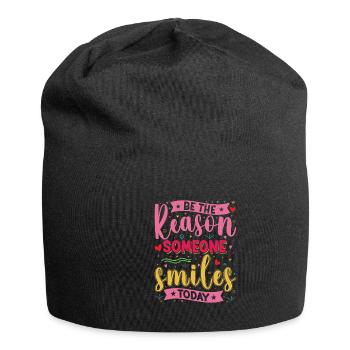 Why someone smiles inspiringly today - Jersey Beanie - black - Front