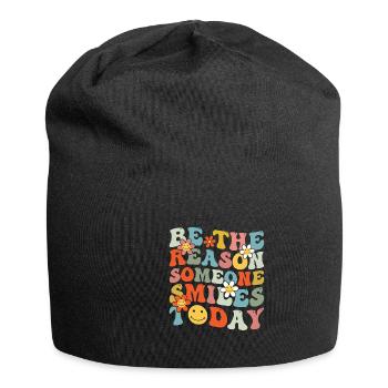 Why someone smiles inspiringly today - Jersey Beanie - black - Front