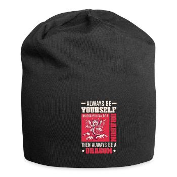 Drachen Drachendesign Sei immer du selbst - Jersey-Beanie - Schwarz - Vorne