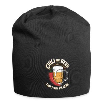 Chili and beer, that's why I'm here - Jersey Beanie - black - Front