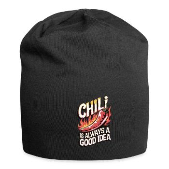 Chili and beer, that's why I'm here - Jersey Beanie - black - Front